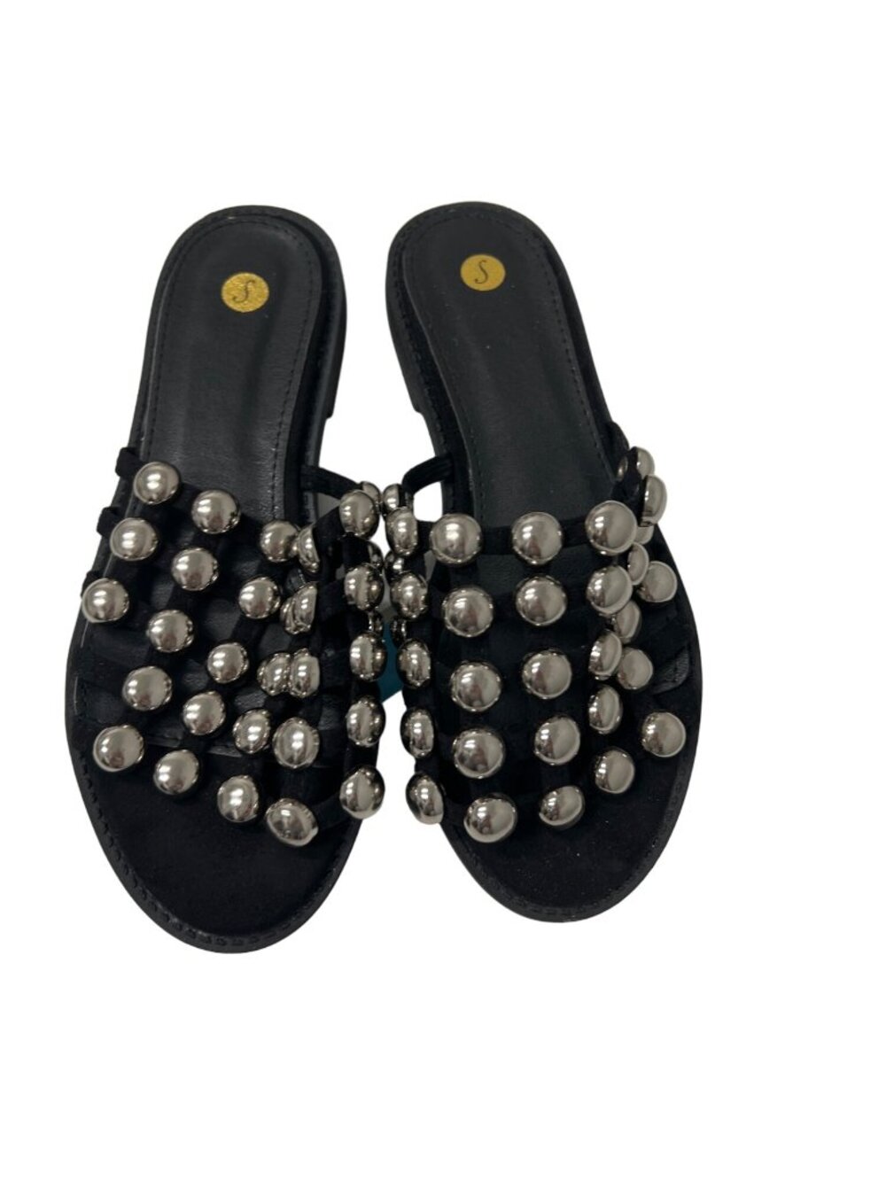 Beaded Black Suede Slide Sandals UK Size 4